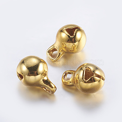 Brass Bell Charms, Golden, 9x6mm, Hole: 1.5mm(KK-K197-23G)