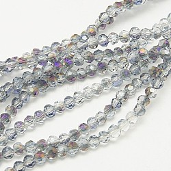 Electroplate Glass Beads Strands, Half Plated, Faceted(32 Facets) Round, Purple, 3mm, Hole: 1mm, about 100pcs/strand, 11.5 inch(EGLA-D021-18)