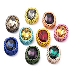 Sew on Rhinestone, Glass Rhinestone, with Brass Findings, Garments Accessories, Imitation Jelly Effect, Oval, Mixed Color, 21x16x7mm, Hole: 1.4mm(RGLA-O001-D02-C)