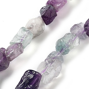Raw Rough Natural Fluorite Beads Strands, Nuggets, 6.5~9x5~6x3~5mm, Hole: 0.8mm, about 26~30pcs/strand, 7.48''~8.46''(19~21.5cm)