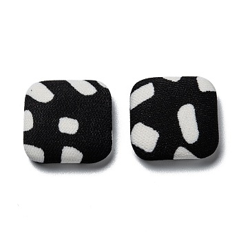 Cotton Cloth Cabochons, with Aluminum, Square, Black & White, Mixed Color, 18x18x5mm
