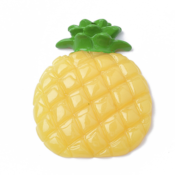 Resin Pendants, Pineapple, Yellow, 52x41x10mm, Hole: 1.5mm