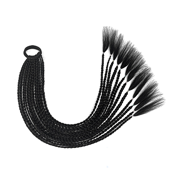 High Temperature Wigs, Braided Long Hair Extensions, Ponytail Holder for Women Girls, Black, 600mm