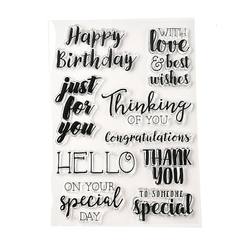TPR Words Transparent Stamps, for DIY Scrapbooking, Photo Album Decorative, Cards Making, Birthday Themed Pattern, 21x15x0.3cm, Pattern: 4~74x9~94mm.