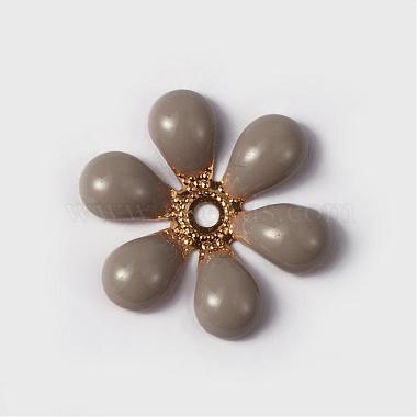 Golden Gray Flower Brass+Enamel Beads
