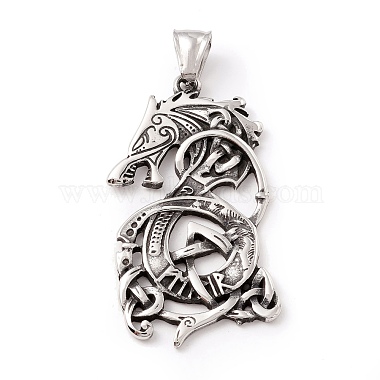 Antique Silver Dragon 304 Stainless Steel Big Pendants