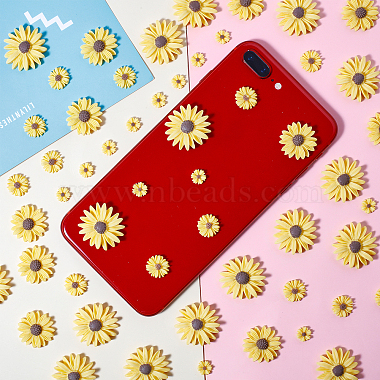 SUNNYCLUE Flatback Hair & Costume Accessories Ornaments Resin Flower Daisy Cabochons(CRES-SC0001-41B)-5