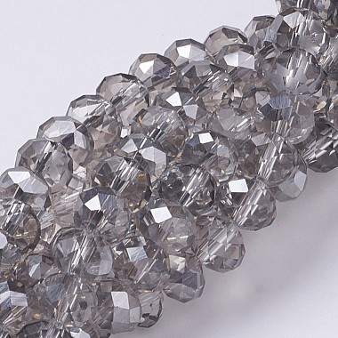 12mm LightGrey Abacus Electroplate Glass Beads