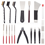 12 Styles Printer Accessories, including Steel Diamond Files, Tweezers, Oil Painting Scraper Knife, Plastic Derusting Brush, Graining Burnishing Tools Sets, Mixed Color(TOOL-OC0002-09)