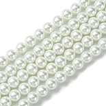 8mm White Round Glass Pearl Beads(X-HY-A002-8mm-RB001)