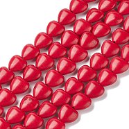 Heart Synthetic Turquoise Beads Strands, Dyed, Red, 12x12x5mm, Hole: 1mm, about 36pcs/strand, 15.7 inch(TURQ-I019-12mm-01)