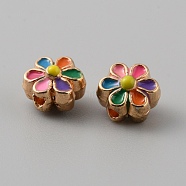 Light Gold Tone Alloy Enamel Beads, Flower, Colorful, 7x6.5x5mm, Hole: 1mm(ENAM-WH0057-43A)