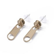 Alloy Zipper Buckle Dangle Stud Earrings with Iron Pins for Women, Tan, 25.5mm, Pin: 0.7mm(EJEW-A090-01F)