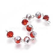 Handmade Faceted Electroplate Glass Beaded Chains, Unwelded, with Platinum Tone Iron Eye Pin, Red, 14x8mm, 39.37 inch(1m)/strand(AJEW-JB00472-03)