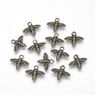 Tibetan Style Alloy Pendants, 
Bee, Antique Bronze, 13x15.5x2mm, Hole: 1.5mm(TIBE-S307-11AB)