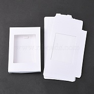 Foldable Creative Kraft Paper Box, Wedding Favor Boxes, Favour Box, Paper Gift Box, with Clear Window, Rectangle, White, Box: 12.5x8.5x1.5cm(X-CON-L018-C04)
