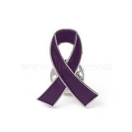 Enamel Pin, Safety Brooches, with Iron Pin, Awareness Ribbon, Mauve, 25x20mm(JEWB-WH0009-05A)