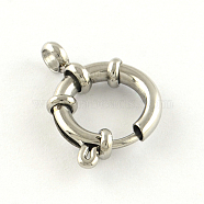 304 Stainless Steel Spring Ring Clasps, Stainless Steel Color, 17x3mm, Hole: 3mm(STAS-R083-03)