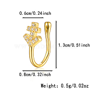 925 Sterling Silver Pave Clear Cubic Zirconia Nose Rings, Halloween Nose Cuffs, Fashion Jewelry, Golden, Anchor & Helm, 13x8mm(IM7825-15)