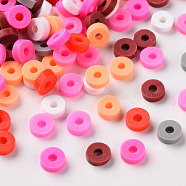 Handmade Polymer Clay Beads, Heishi Beads, for DIY Jewelry Crafts Supplies, Disc/Flat Round, Mixed Color, 4.5x1.5mm, Hole: 1.5mm, about 41000pcs/1000g(CLAY-T019-05C)