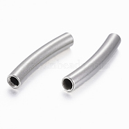 304 Stainless Steel Tube Beads, Curved, Stainless Steel Color, 25x4mm, Hole: 3mm(STAS-K154-B-78P)