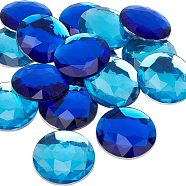 16Pcs 2 Colors Extra Large Jewelry Sticker, Acrylic Aquamarine & Sapphire Rhinestone Stick On Cabochon, with Self Adhesive, Half Round/Dome, Faceted, Mixed Color, 40x7mm, 8pcs/color(TACR-FG0001-14)