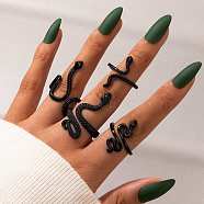Alloy Snake Gothic Stackable Finger Rings Set for Women, Electrophoresis Black, Inner Diameter: 17mm, 4Pcs/set(FIND-PW0009-02B)