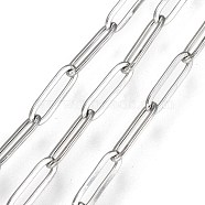 304 Stainless Steel Paperclip Chains, Soldered, with Spool, Stainless Steel Color, 10x3x0.5mm, about 16.4 Feet(5m)/roll(CHS-F010-01F-P)