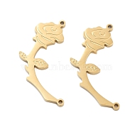 Ion Plating(IP) 304 Stainless Steel Connector Charms, Rose Flower Links, Golden, 30x13x1mm, Hole: 1.2mm(STAS-Z078-20G)