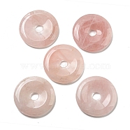 Natural Rose Quartz Pendants, Donut/Pi Disc Charms, 50x6.5~7.5mm, Hole: 10mm(G-P532-01A-01)