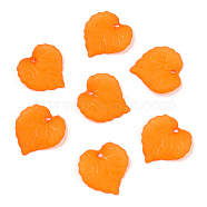 Transparent Frosted Acrylic Leaf Charms, Dark Orange, 16x15x2.5mm, Hole: 1.4mm(FACR-ZX003-01G)