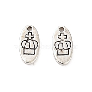 Tibetan Style Alloy Pendants, Oval with Crown, Antique Silver, 9x4.5x1mm, Hole: 0.8mm(PALLOY-R145-18B-AS)