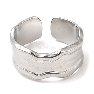 304 Stainless Steel Open Cuff Rings, Stainless Steel Color, US Size 6 1/4(16.7mm)(RJEW-K245-63P)