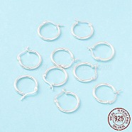 925 Sterling Silver Hoop Earrings, Chunky Small Huggie Hoop Earrings for Women, Silver, 18.5x17.5x2mm, Pin: 0.6x1.2mm(STER-P047-13B-S)