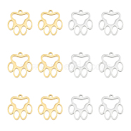 Unicraftale 12Pcs 2 Colors 304 Stainless Steel Charms, Cut-Out, Paw Print, Golden & Stainless Steel Color, 13x12x1.2mm, Hole: 1.2mm, 6pcs/color(STAS-UN0057-80)