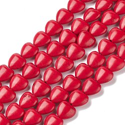 Heart Synthetic Turquoise Beads Strands, Dyed, Red, 12x12x5mm, Hole: 1mm, about 36pcs/strand, 15.7 inch(TURQ-I019-12mm-01)