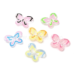 Transparent Acrylic Beads, Enamel Butterfly, Mixed Color, 21.5x29x5.8mm, Hole: 2.4mm(OACR-B020-11)