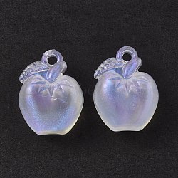 Transparent Acrylic Pendants, Glitter Powder, Teachers' Day, Apple Charms, Clear, 25x18.5x12mm, Hole: 2.8mm, about 172pcs/500g(OACR-P007-53)