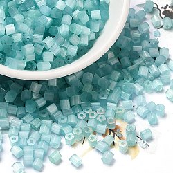 Glass Seed Beads, Imitation Cat Eye, Round Hole, Hexagon, Turquoise, 3.5x3.8x3.5mm, Hole: 1mm, 409pcs/pound(SEED-H002-D-A812)