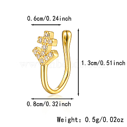 925 Sterling Silver Pave Clear Cubic Zirconia Nose Rings, Halloween Nose Cuffs, Fashion Jewelry, Golden, Anchor & Helm, 13x8mm(IM7825-15)