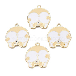 Alloy Enamel Pendants, Cadmium Free & Lead Free, Light Gold, Welsh Corgi, Goldenrod, 27x24x1mm, Hole: 2mm(X-ENAM-S127-022-RS)