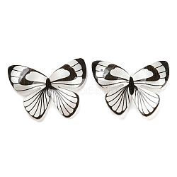 Resin Cabochons, Butterfly, for Jewelry Making, Black, 26x31.5x3.7mm(RESI-K031-02A)
