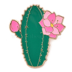 Alloy Enamel Brooches, Cactus, 30.5x27.5mm(JEWB-I035-01KCG-02)