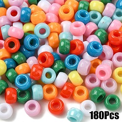 180Pcs 9 Colors Opaque Plastic Beads, Barrel, Mixed Color, 9x6mm, Hole: 3.8mm, 20pcs/color(KY-YW0001-80)