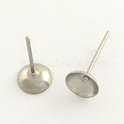 Tarnish Resistant 304 Stainless Steel Post Stud Earring Findings, Stainless Steel Color, 4mm, pin: 0.8mm(STAS-R063-48)