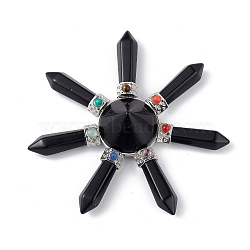 Chakra Natural Obsidian Energy Tower Pyramid, 7 Point Tower Hexagon Prism Ornament Meditation Energy Emitter, 101~106x20.5mm(G-L524-08P-03)