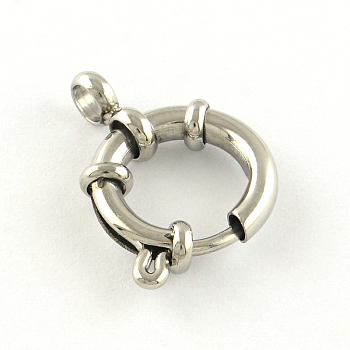 304 Stainless Steel Spring Ring Clasps, Stainless Steel Color, 17x3mm, Hole: 3mm