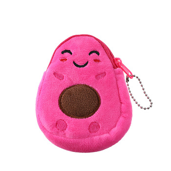 Avocado Fluffy Cloth Clutch Bags, Change Purse with Zipper & Clasp, for Women, Deep Pink, 10.5x8.4cm
