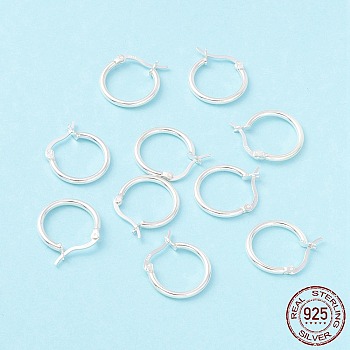 925 Sterling Silver Hoop Earrings, Chunky Small Huggie Hoop Earrings for Women, Silver, 18.5x17.5x2mm, Pin: 0.6x1.2mm