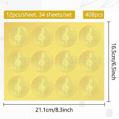 34 Sheets Self Adhesive Gold Foil Embossed Stickers(DIY-WH0509-010)-2